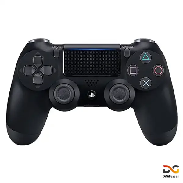 PS4 Slim 1TB در کنار دسته DualShock 4 تصویر از بالا کنسول PS4 Slim مشکی مات