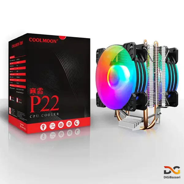 -خنک-کننده-پردازنده COOLMOON-P22 جعبه و بسته بندی خنک کننده پردازنده COOLMOON P22
