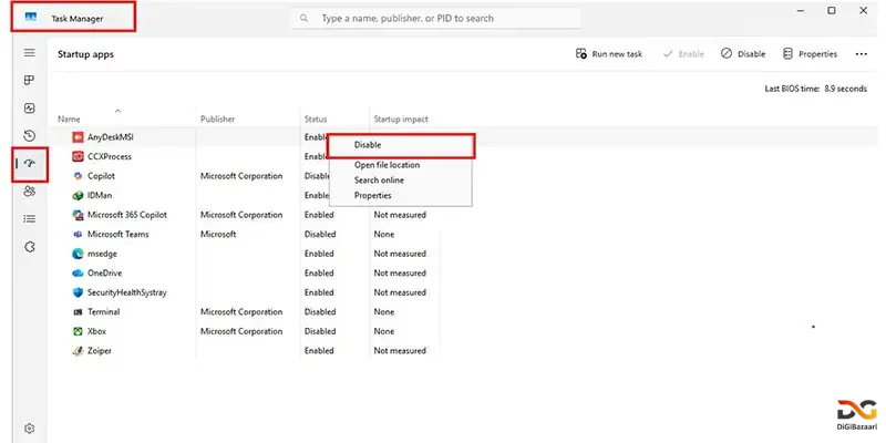 روش دسترسی به task manager برای کنترل مصرف برنامه ها در دیجی بازاری