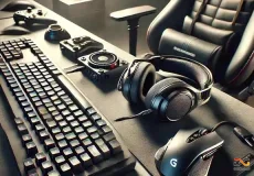 کنسول و کنترلر بازی نگهداری‌شده روی میز مدرن